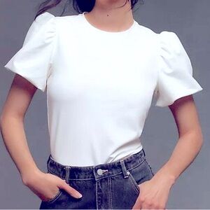NWT Walter Baker Elegant Off-White Puff Sleeve Top.